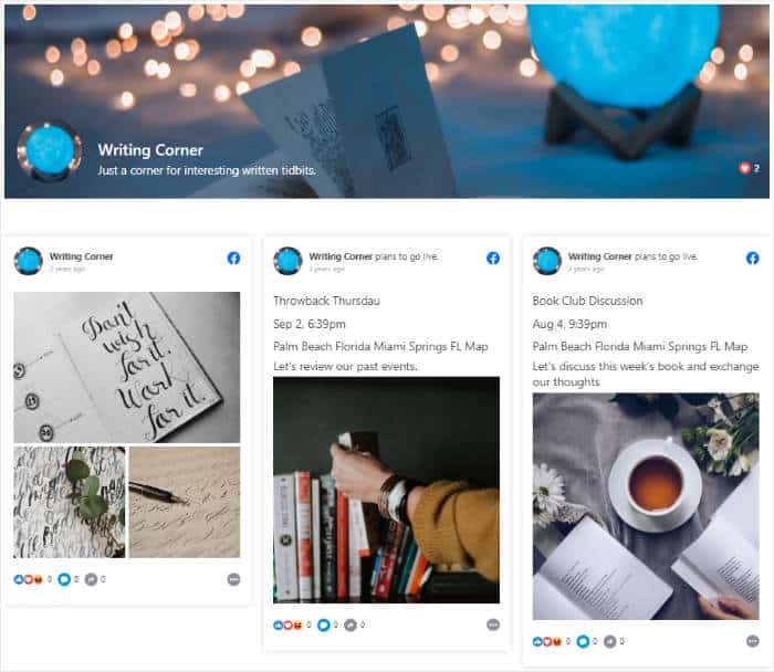 social wall facebook feed theme