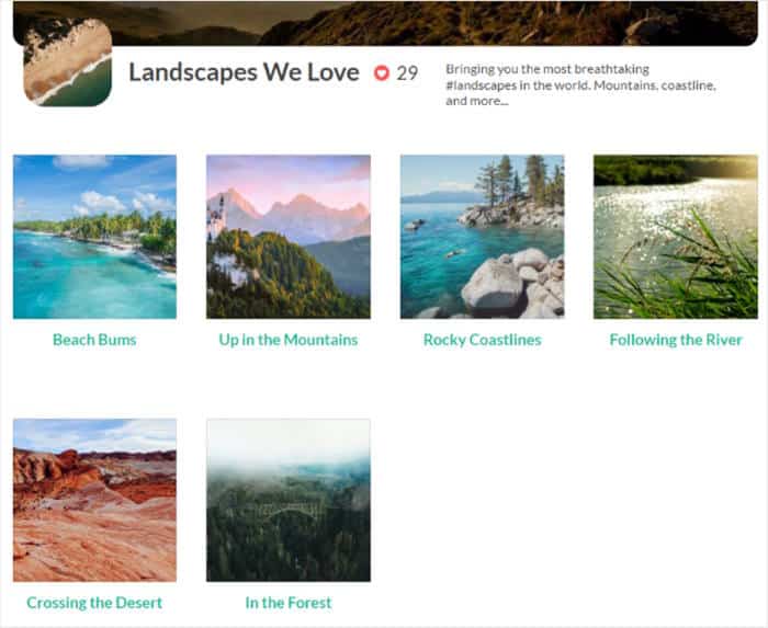 Beispiel für einen Facebook-Feed im Rasterlayout