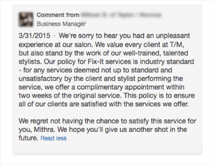 modèle de réponse mauvaise expérience