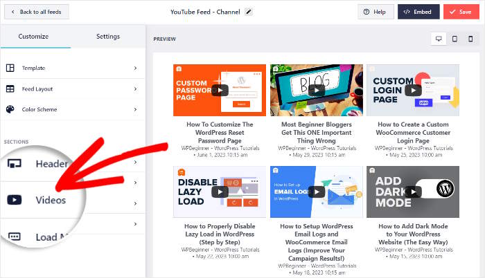 videos öffnen option youtube feed pro