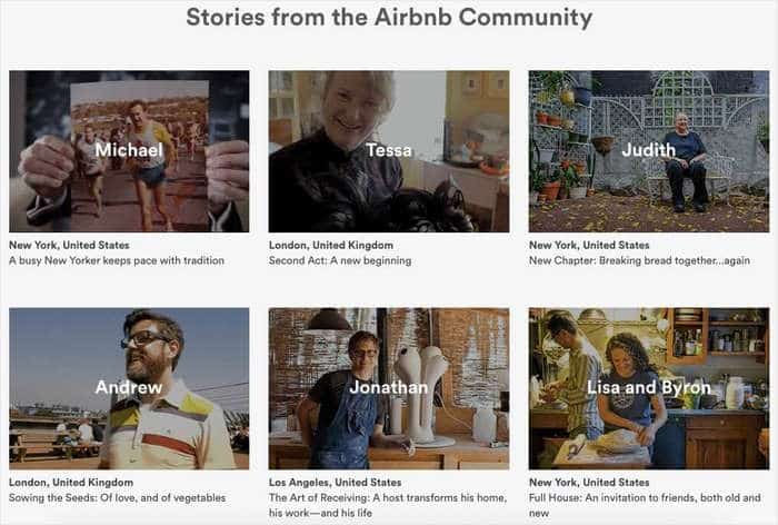 airbnb's youtube testimonials on their website