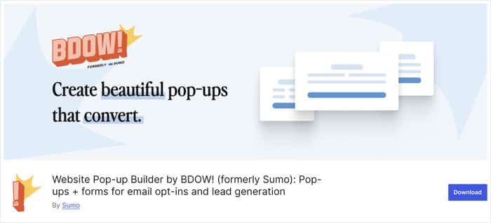 BDOW wordpress popup plugin