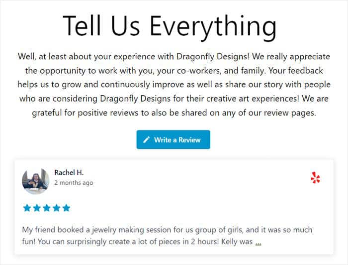 dejar nueva reseña para yelp