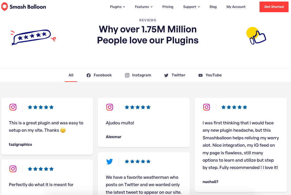 Nutzerbewertungen für smash balloon plugins