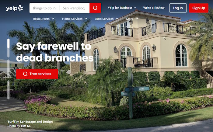 Yelp-Startseite