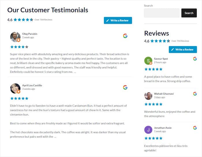 example of a wordpress reviews feed