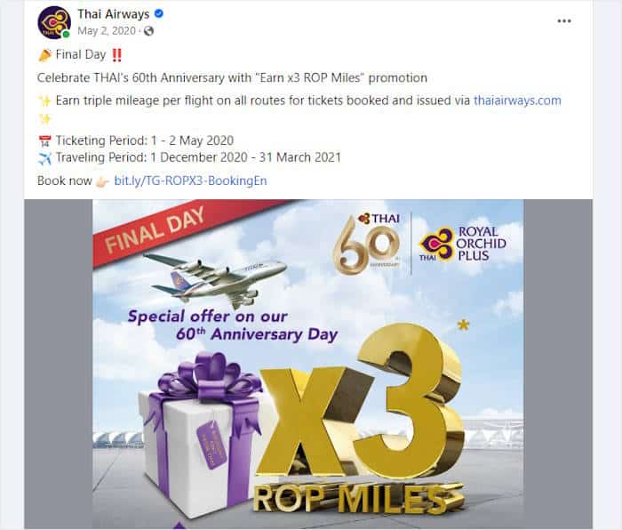 Esempio di post FOMO su Facebook