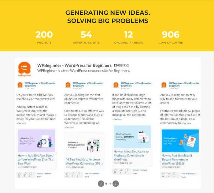 facebook feed widget carousel ejemplo