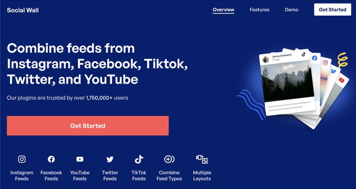 página de inicio de social wall pro