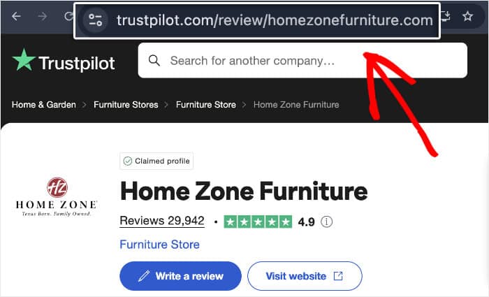 copy the url of your trustpilot page