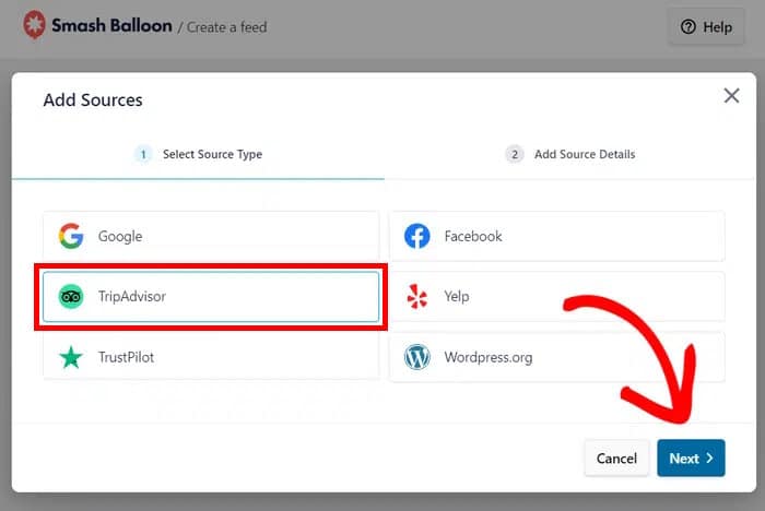 select tripadvisor review source