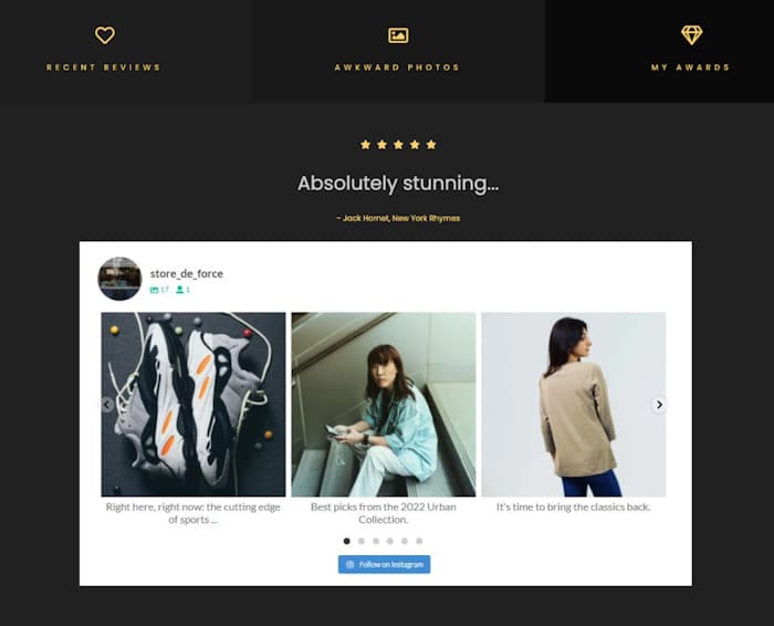 ejemplo de feed de instagram de beaver builder
