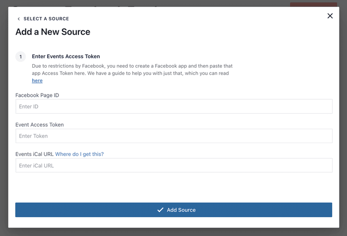add a event source in facebook