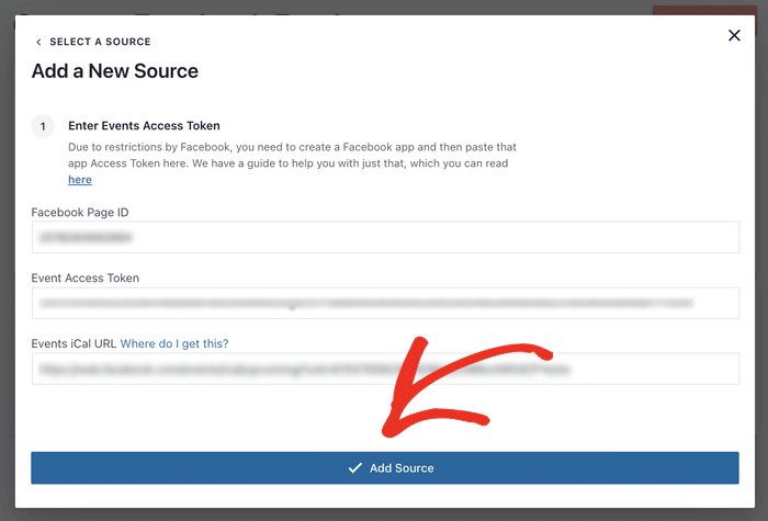 add events calendar source for wordpress