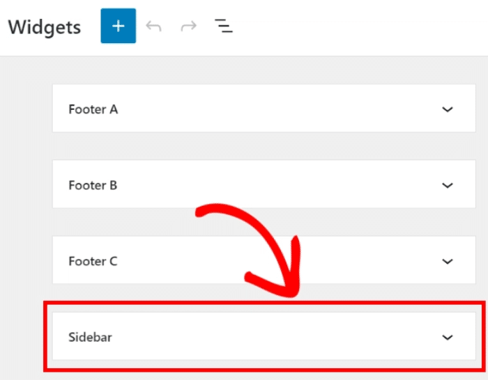 select the sidebar panel in wordpress