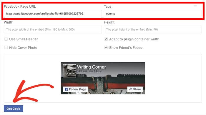 enter the details to manually embed events