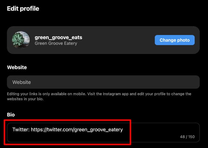 enlace twitter en bio