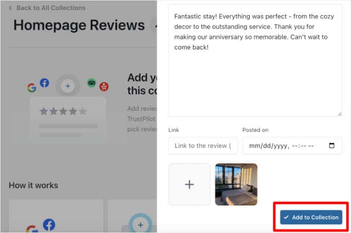 手動でレビューをコレクションに追加する