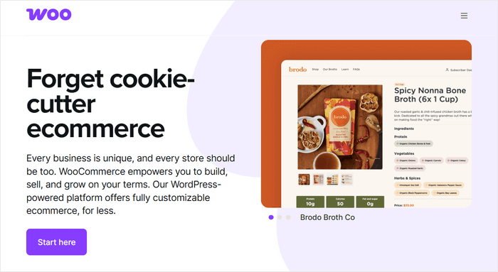 WooCommerce homepage