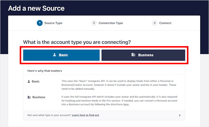 Wählen Sie Ihren Kontotyp für Instagram