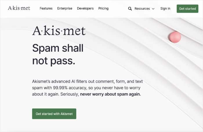 akismetホームページ