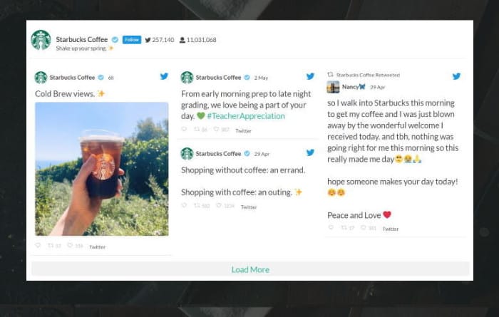 esempio di feed twitter del costruttore di castori