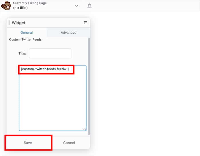 incolla shortcode twitter esempio