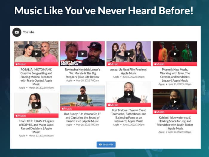 youtube video feed example