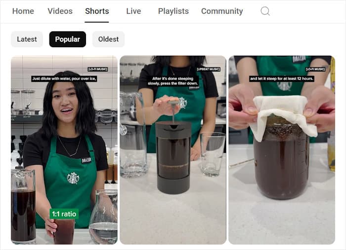 popular youtube shorts sorting