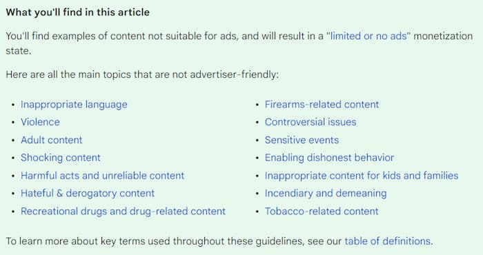 youtube guidelines algorithm