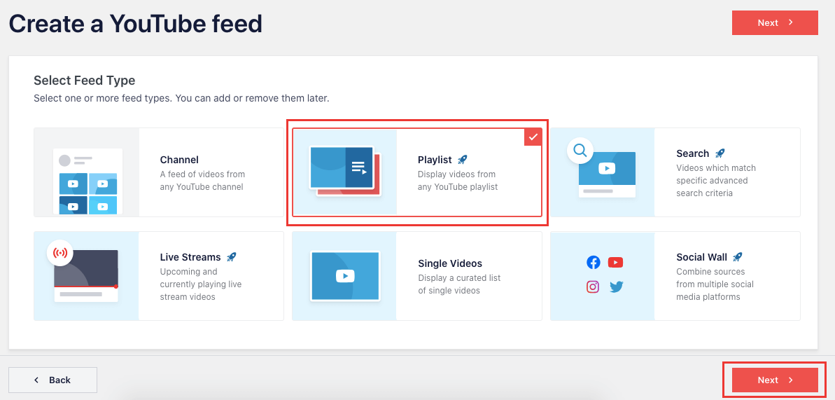 select playlist feed type for wordpress