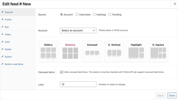 Opzioni di personalizzazione dei quadlayers