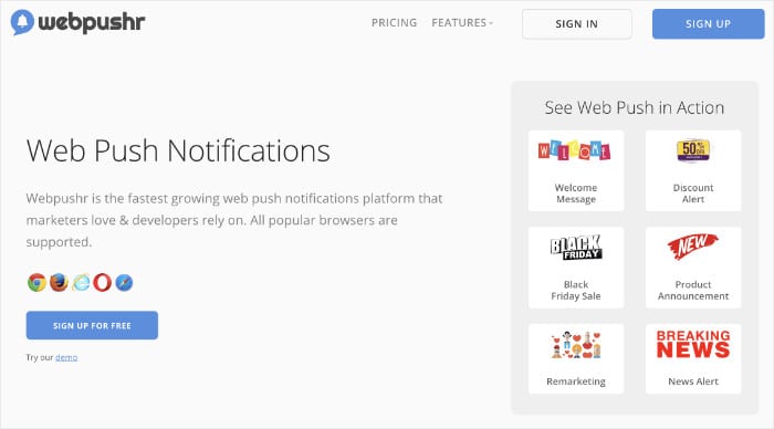 webpushr plugin for wordpress