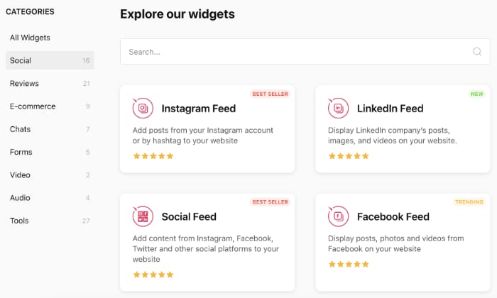Widget-Optionen für elfsight