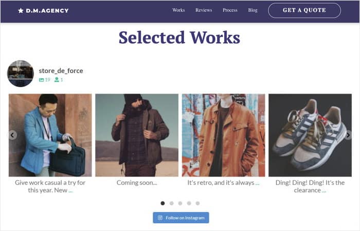 example of instagram feed