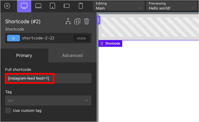 fügen Sie Ihren Shortcode oxygen builder ein