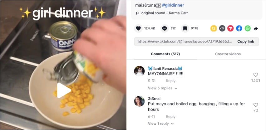 esempio di un video TikTok con un gancio