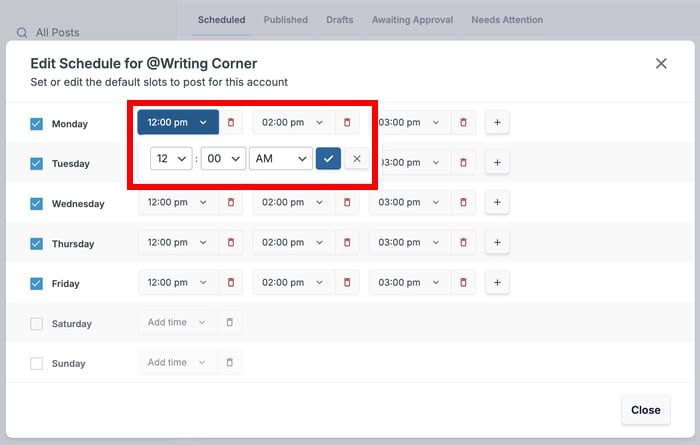 cambiar las franjas horarias de facebook