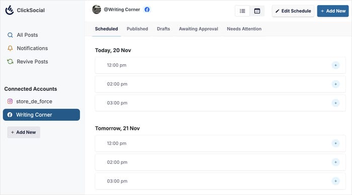 calendario de facebook para clicksocial