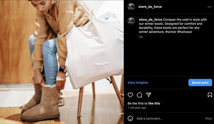 ejemplo de publicación en instagram realizada por clicksocial