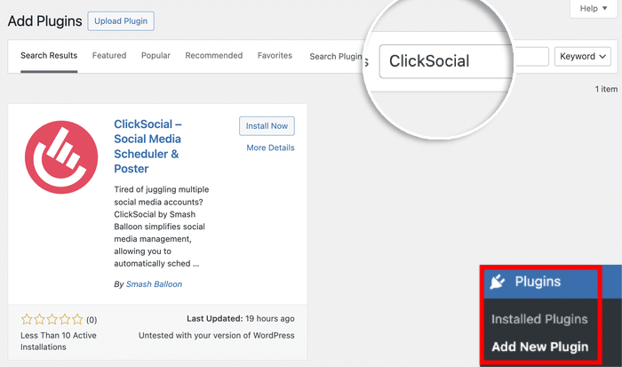 add clicksocial plugin to wordpress