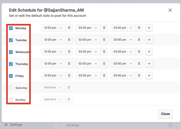 elige días para programar tus tweets