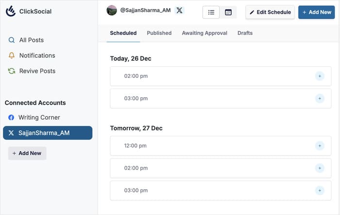 calendario clicksocial para twitter