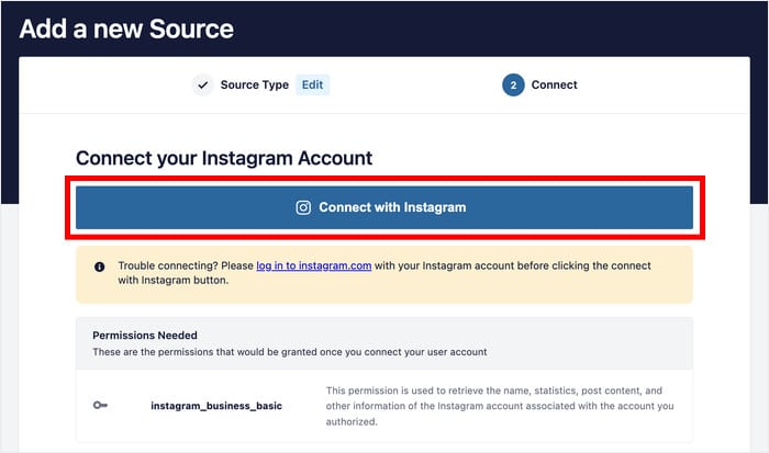 eine Verbindung zu Instagram herstellen