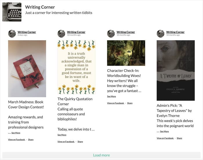 facebook feed widget ejemplo wp