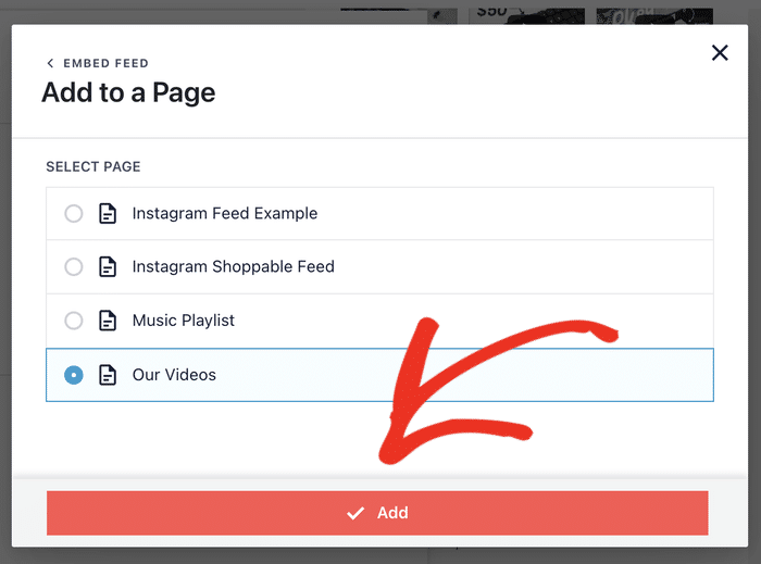 select the page to embed youtube playlist