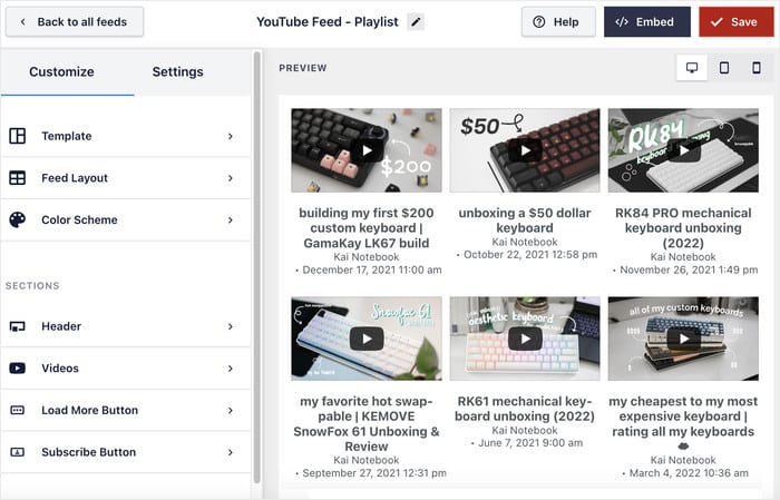 live feed editor example for youtube