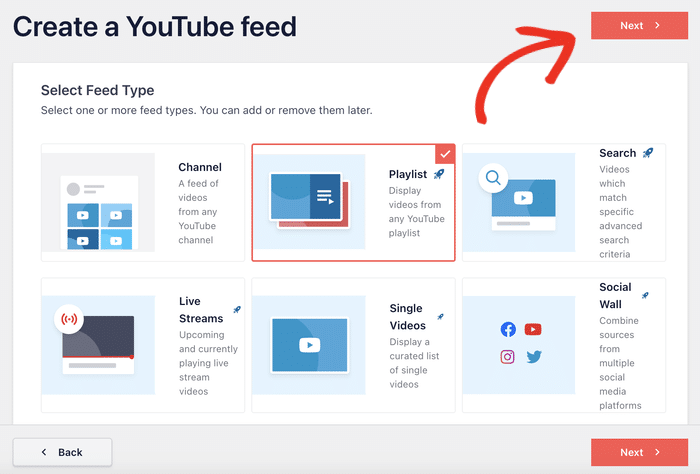 select playlist feed type