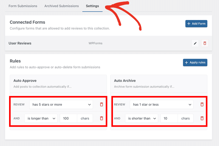 começar a configurar os filtros