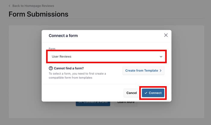 selecionar um formulário para a sua coleção